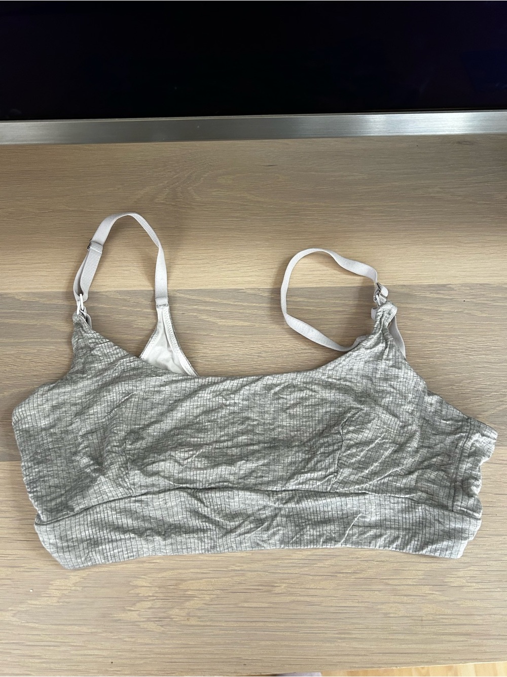 Bodily Light Gray Ribbed Wireless The Everything Nursing Bra - Medium